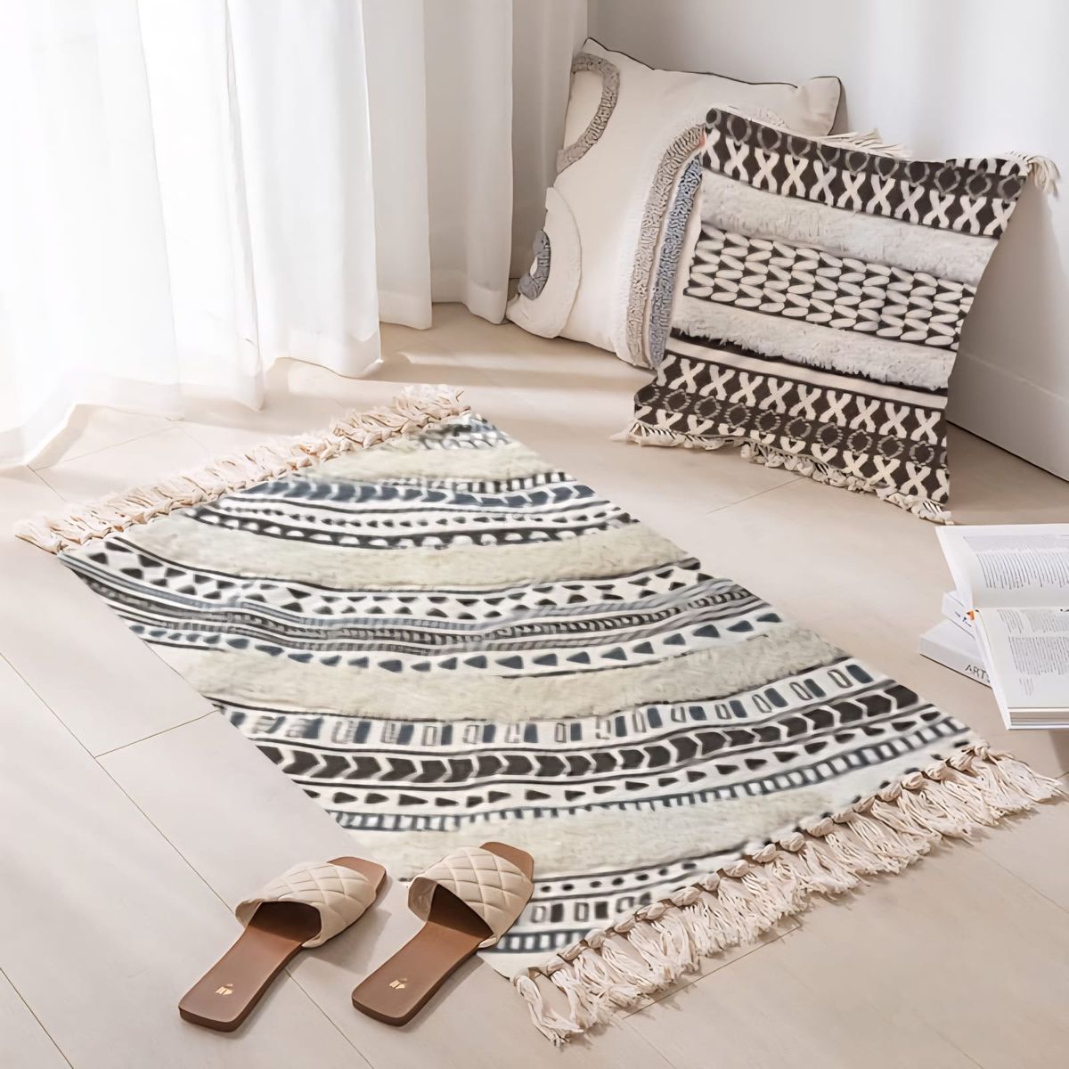 GENERICO - Alfombras bordadas de 90x60 cm con diseños étnicos en Tufting