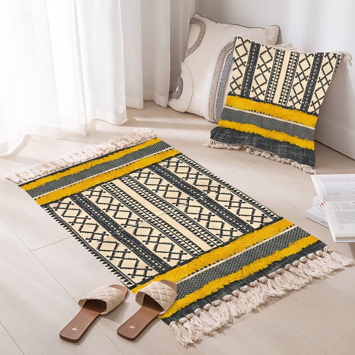 GENERICO - Alfombras bordadas de 90x60 cm con diseños étnicos en Tufting