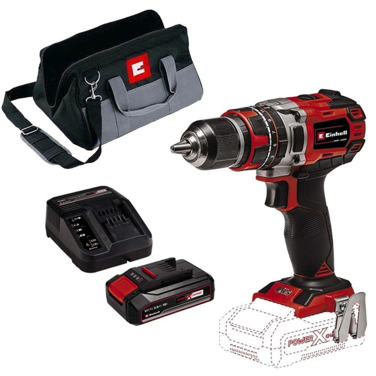 EINHELL - Kit Taladro Percutor Einhell Te-cd 1850 Li-i Brushless