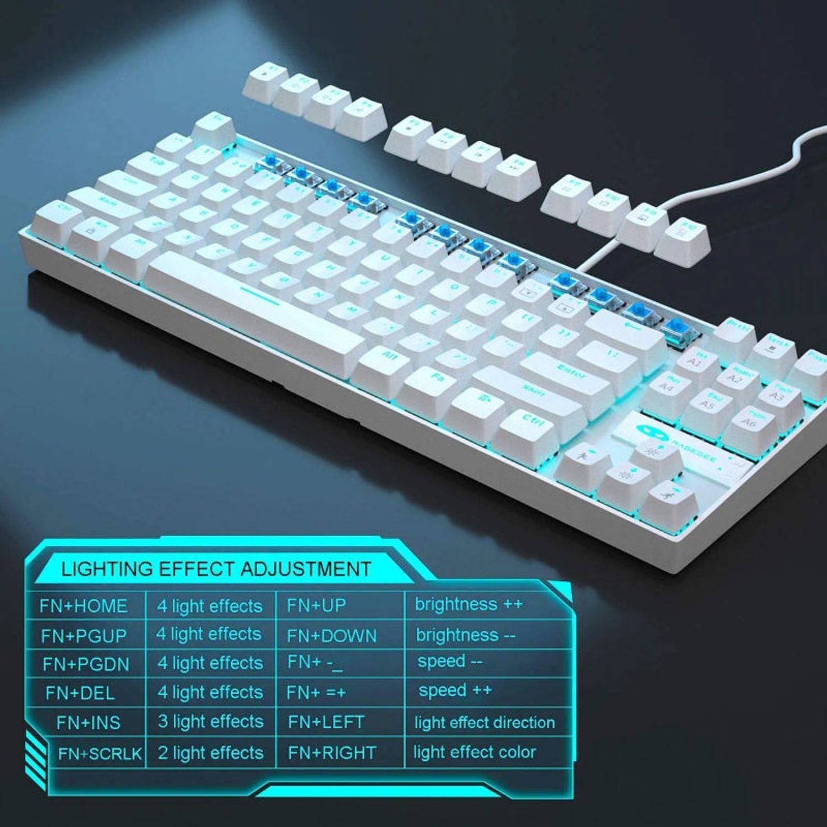 MAGEGEE - Magegee teclado mecanico MK-star  - Blanco - blue switch- Español