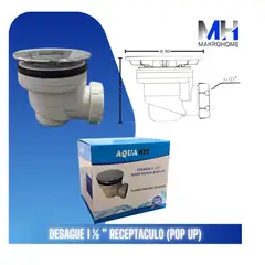 GENERICO - Desague Sifon 90mm 1 Media Receptaculos (pop Up) Cromado