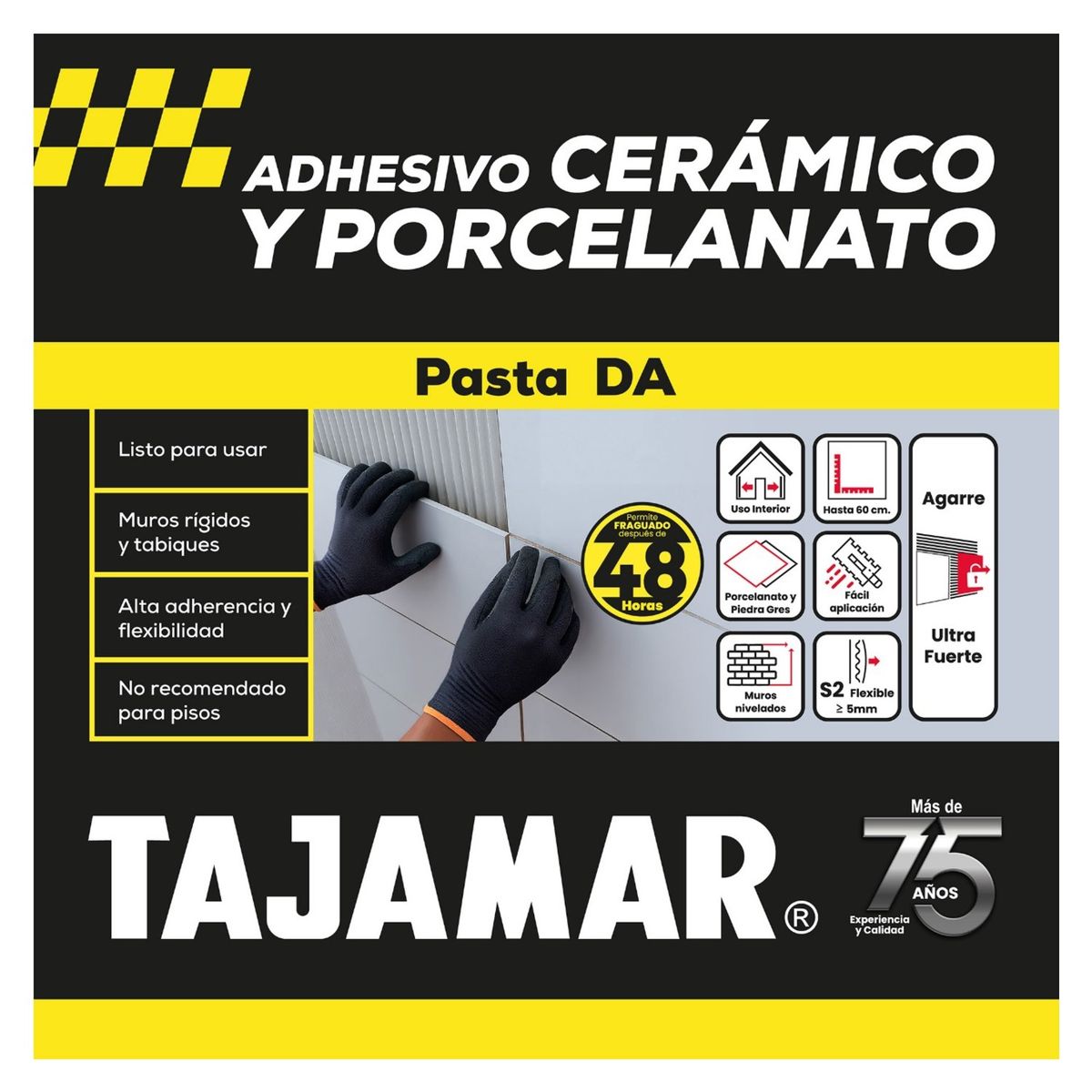 TAJAMAR - Adhesivo Cerámico y Porcelanato en Pasta DA Tineta 25Kg