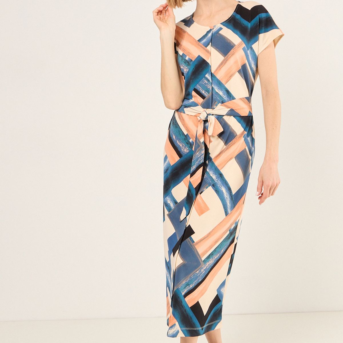 MA GRIFFE - Vestido Estampado Con Lazo Mujer Crudo Magriffe