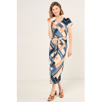 Vestido Estampado Con Lazo Mujer Crudo Magriffe