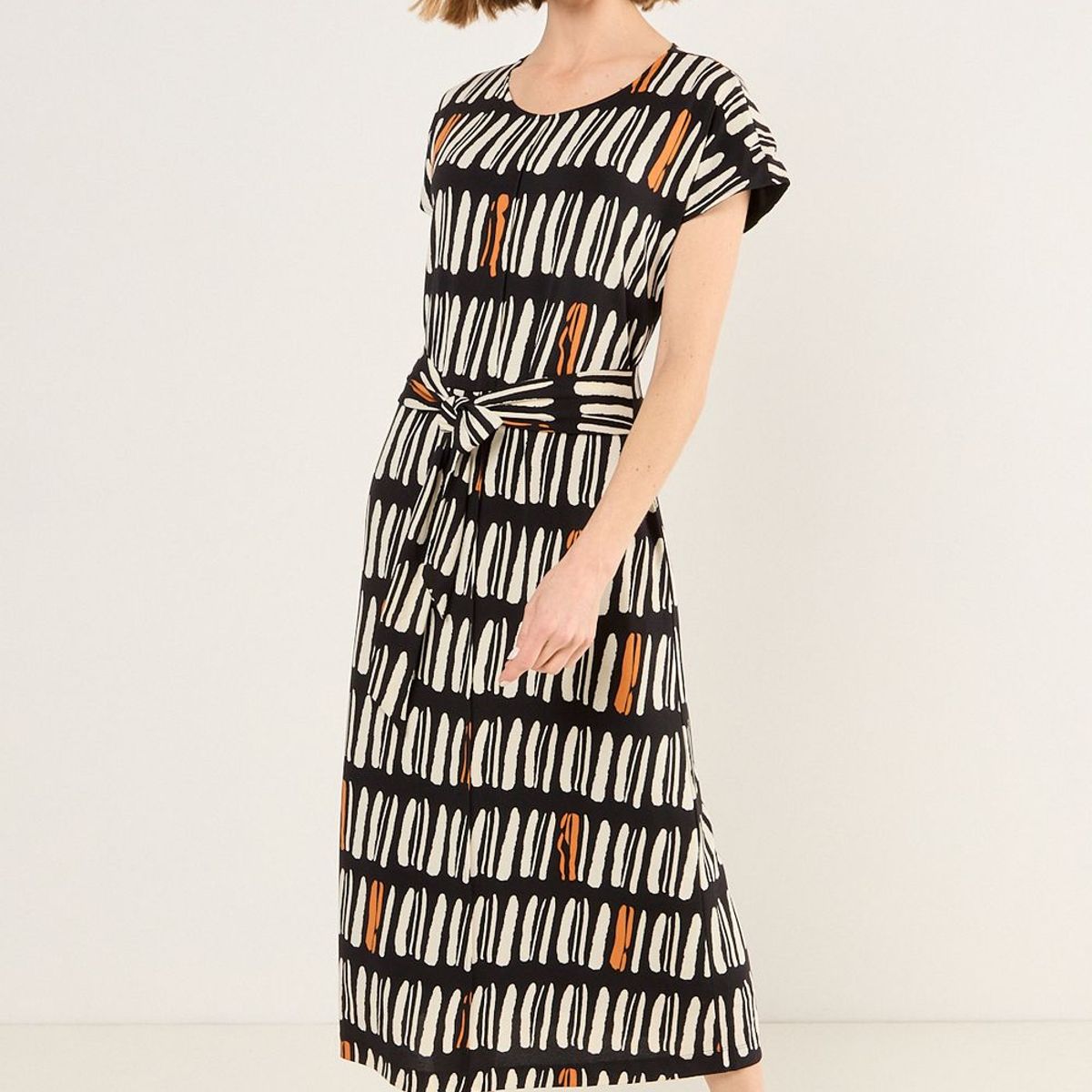 MA GRIFFE - Vestido Estampado Con Lazo Mujer Negro Magriffe