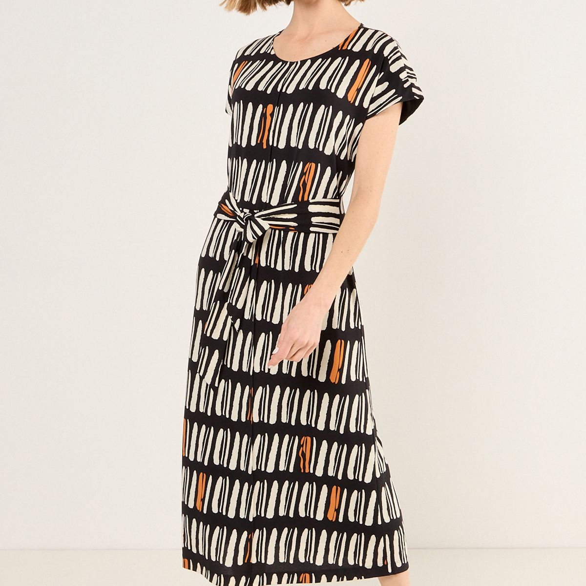 MA GRIFFE - Vestido Estampado Con Lazo Mujer Negro Magriffe