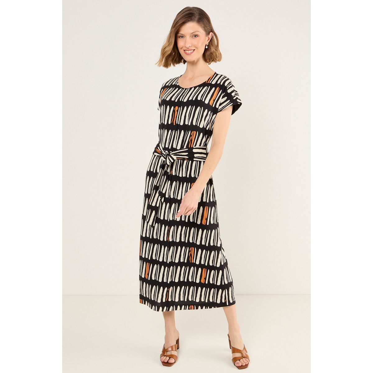 MA GRIFFE - Vestido Estampado Con Lazo Mujer Negro Magriffe