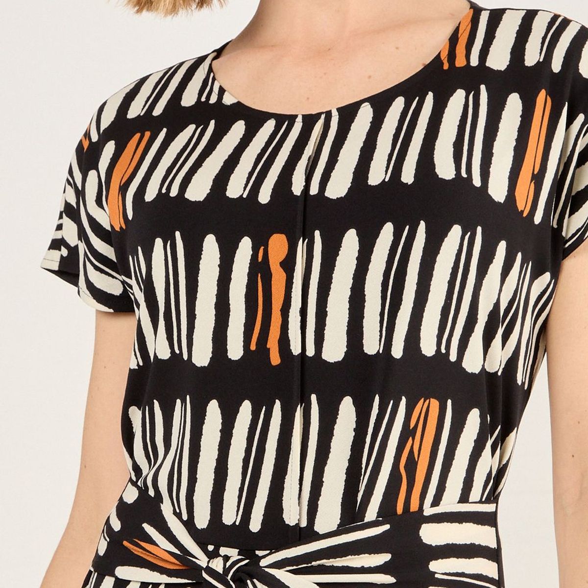 MA GRIFFE - Vestido Estampado Con Lazo Mujer Negro Magriffe