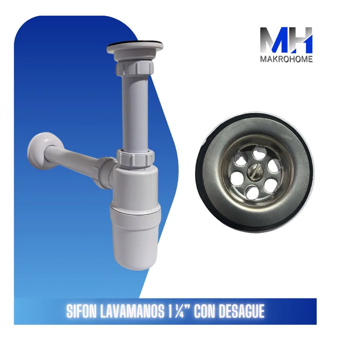 GENERICO - Sifon Lavamano Standard Uno y Un Cuarto Con Desague Repuesto Completo