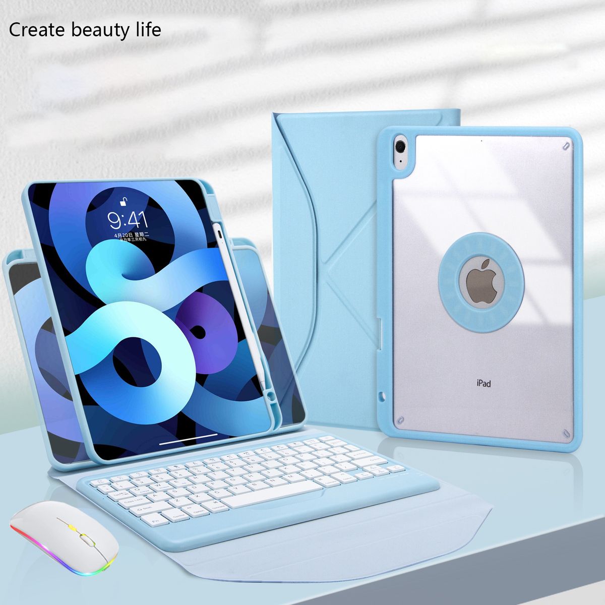 PUREPOWER - Funda Teclado de Español para iPad 10.9 10ª  y iPad A16-AZUL