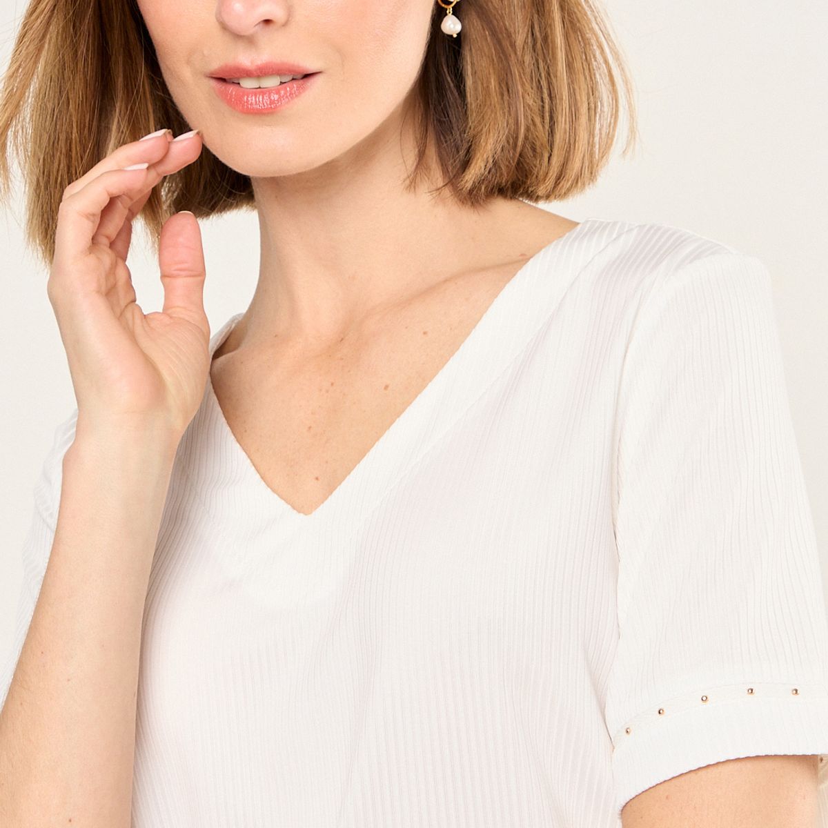 MA GRIFFE - Polera Manga Corta Mujer Blanco Magriffe