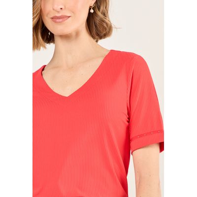 Imagen 2 del producto Polera De Rib Acanalado Mujer Rojo Magriffe