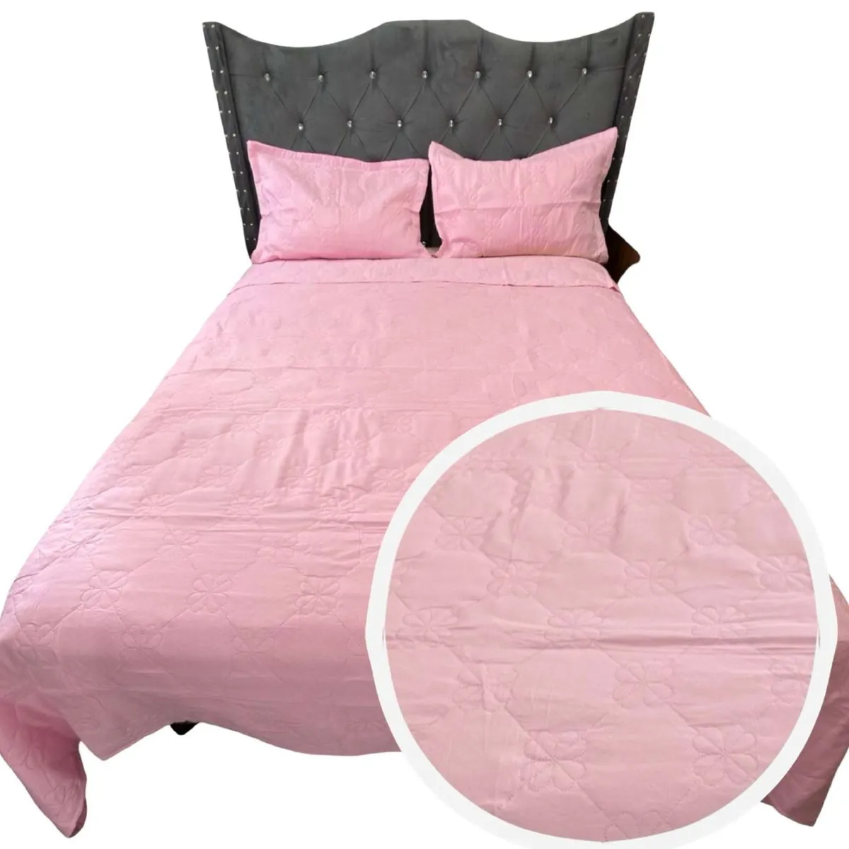 GENERICO - CUBRECAMA QUILT DE LUJO VERANO DELGADO 2 PLAZAS ROSA