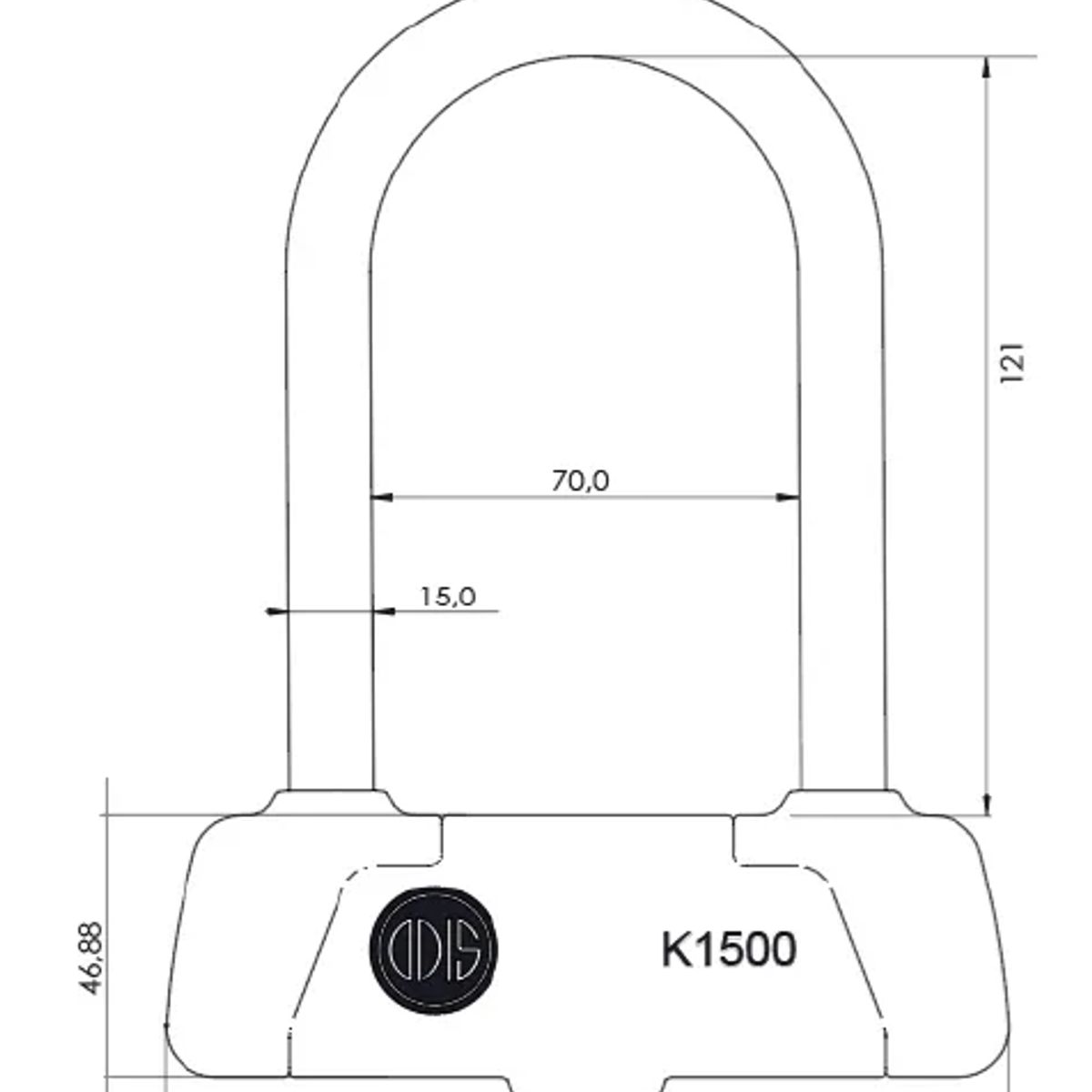 ODIS - Candado Bicicleta U Lock Odis Bike K1500 15x185mm Llave Mapa