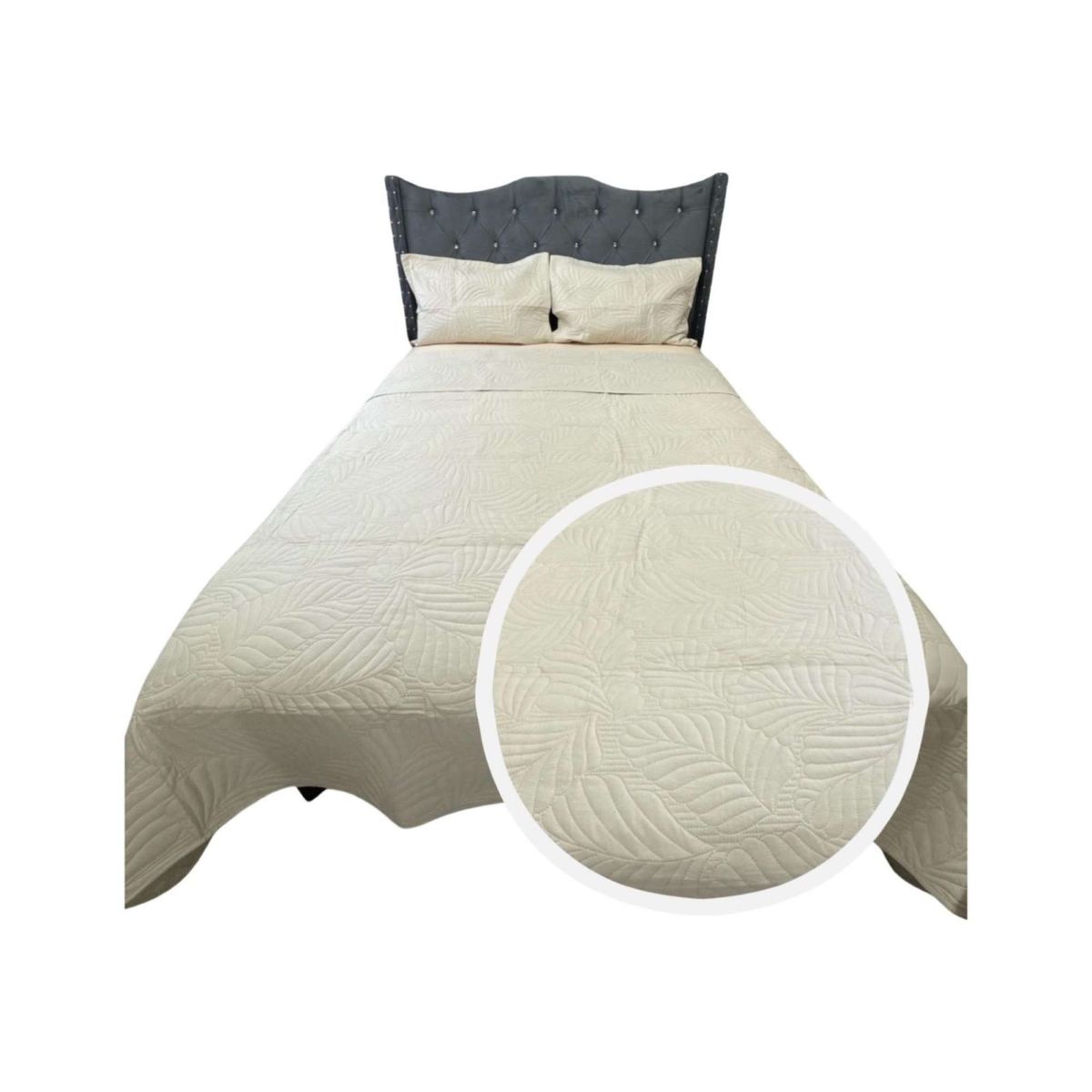 GENERICO - CUBRECAMA QUILT DE LUJO VERANO PLAZA Y MEDIA BEIGE