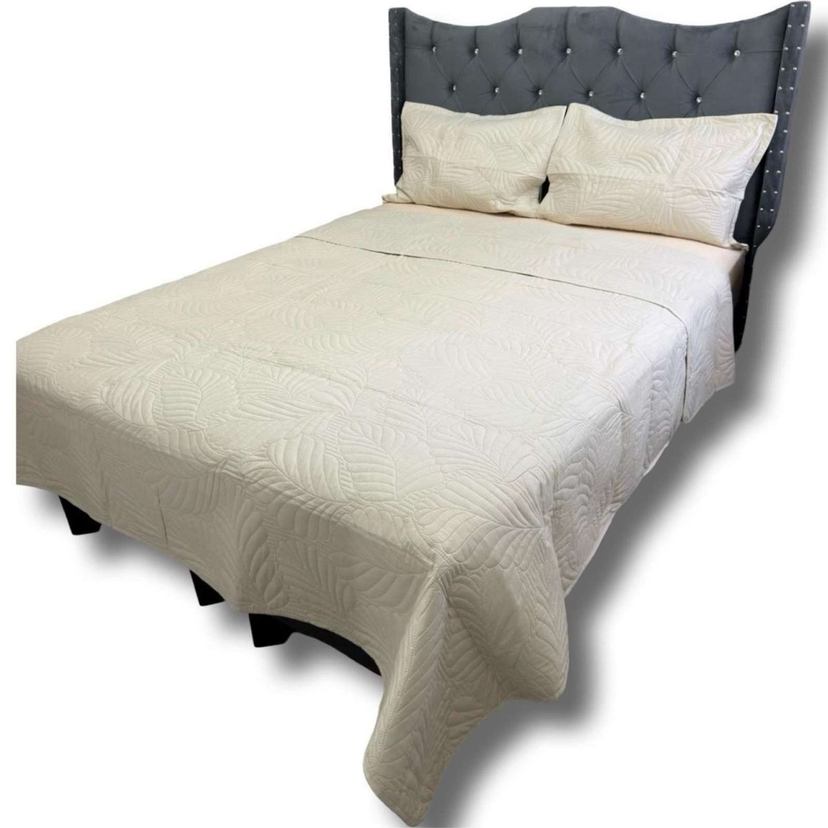 GENERICO - CUBRECAMA QUILT DE LUJO VERANO PLAZA Y MEDIA BEIGE