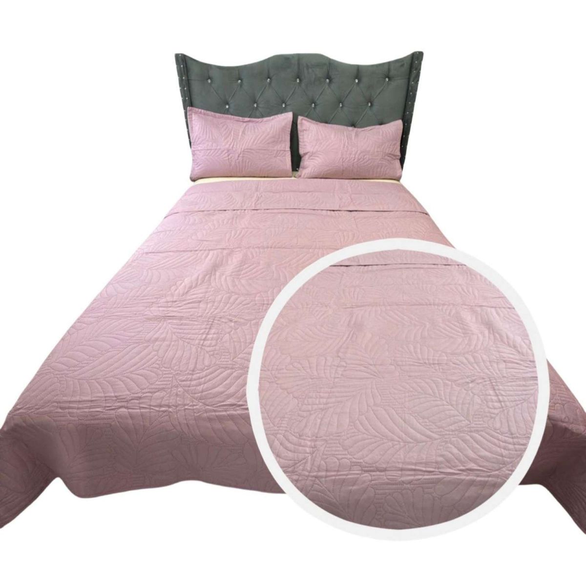 GENERICO - CUBRECAMA QUILT DE LUJO VERANO 2 PLAZA ROSA