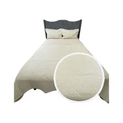 GENERICO - CUBRECAMA QUILT DE LUJO VERANO KING BEIGE