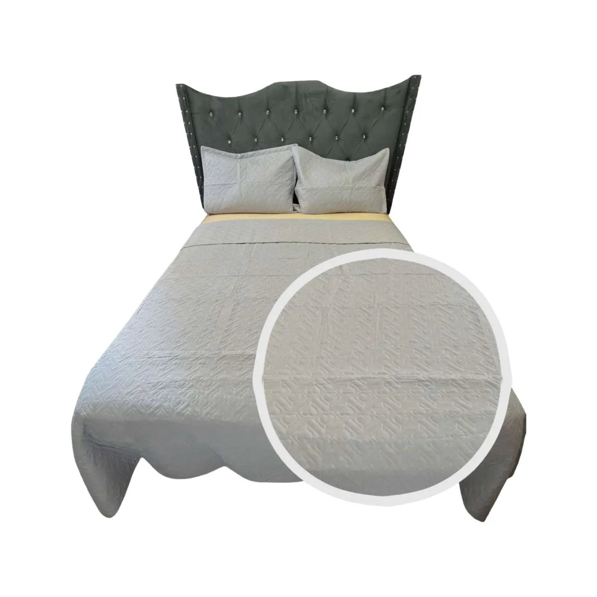 GENERICO - CUBRECAMA QUILT DE LUJO VERANO DELGADO PLAZA Y MEDIA GRIS