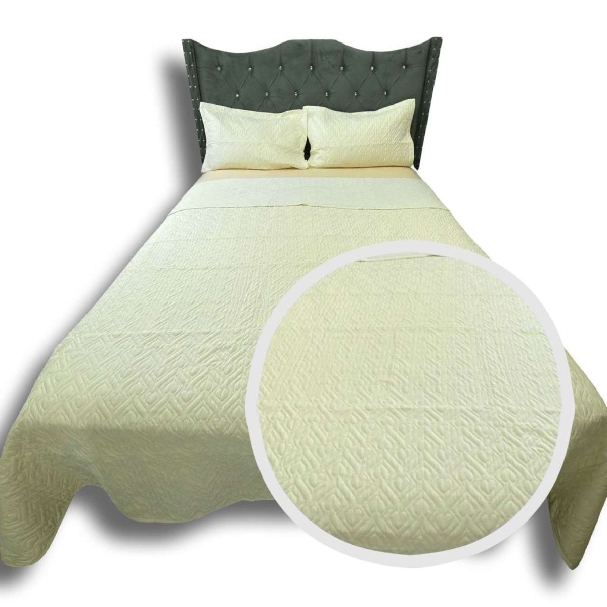 GENERICO - CUBRECAMA QUILT DE LUJO VERANO DELGADO KING CREMA