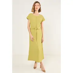 MA GRIFFE - Vestido Con Textura Arrugada Mujer Verde Magriffe