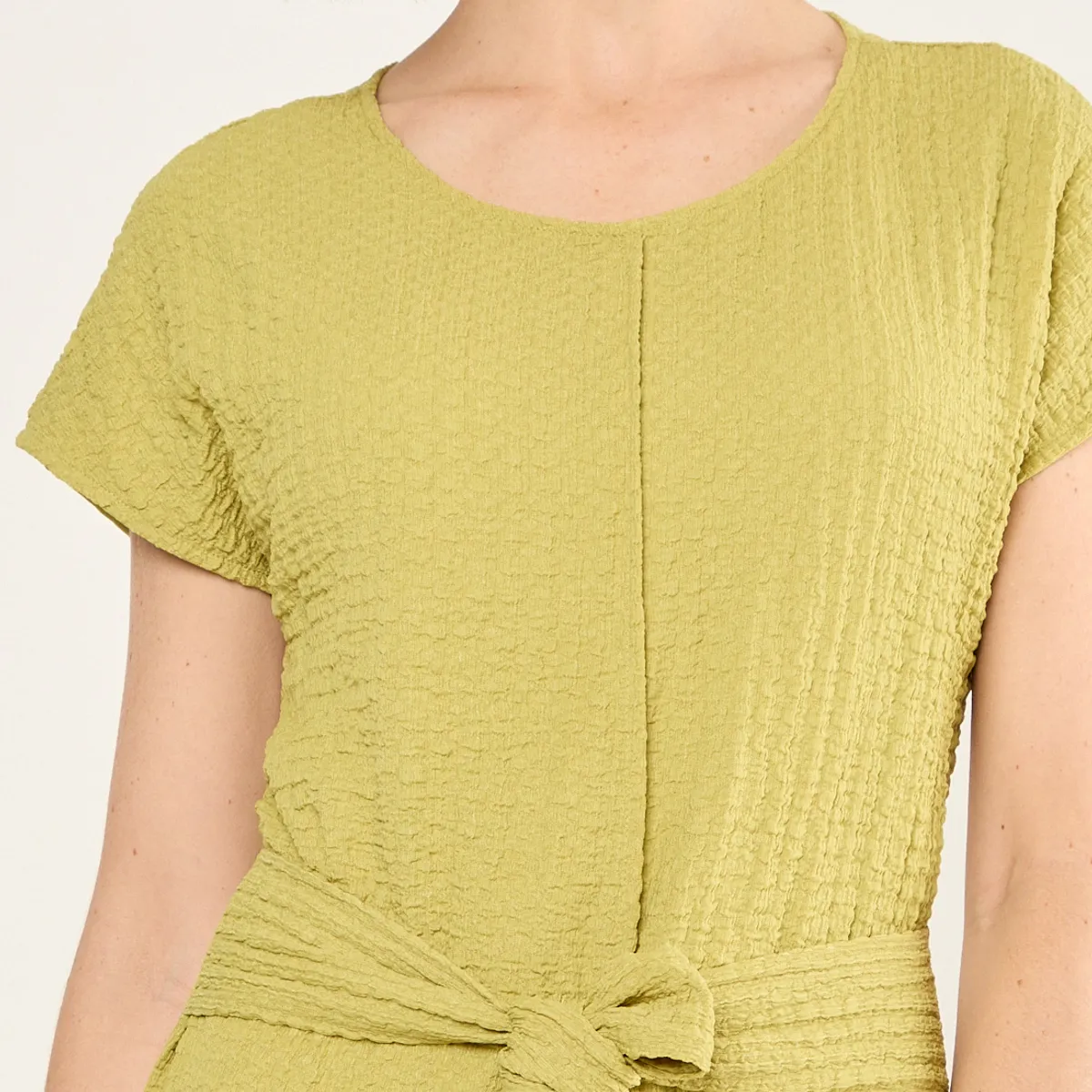 MA GRIFFE - Vestido Con Textura Arrugada Mujer Verde Magriffe