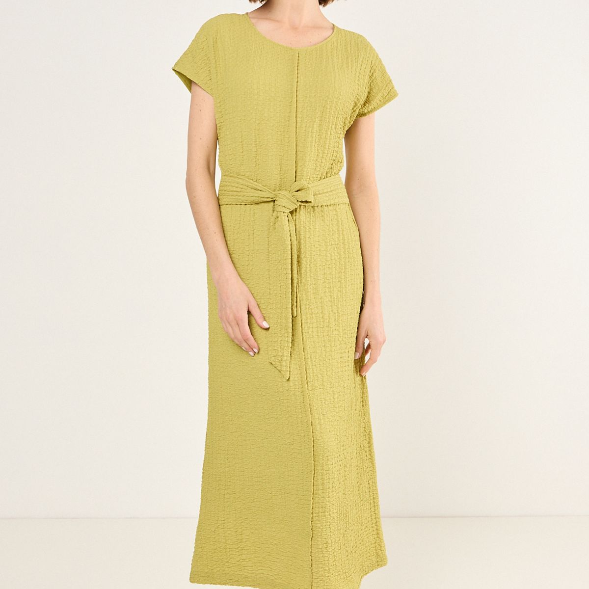 MA GRIFFE - Vestido Con Textura Arrugada Mujer Verde Magriffe