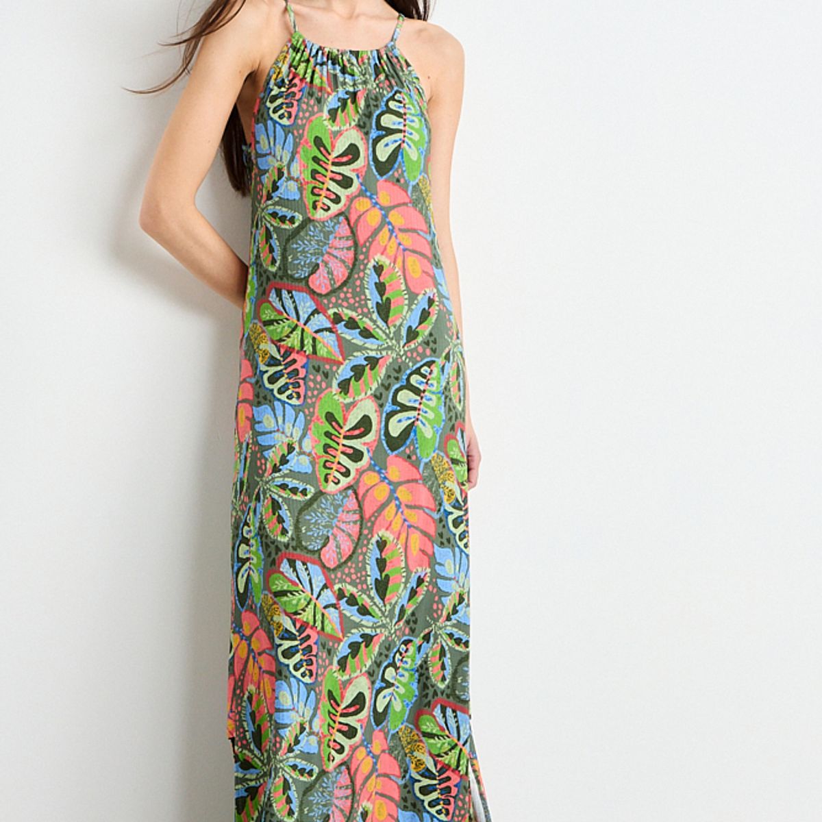 IO - Vestido Largo Mujer Verde Oliva Io