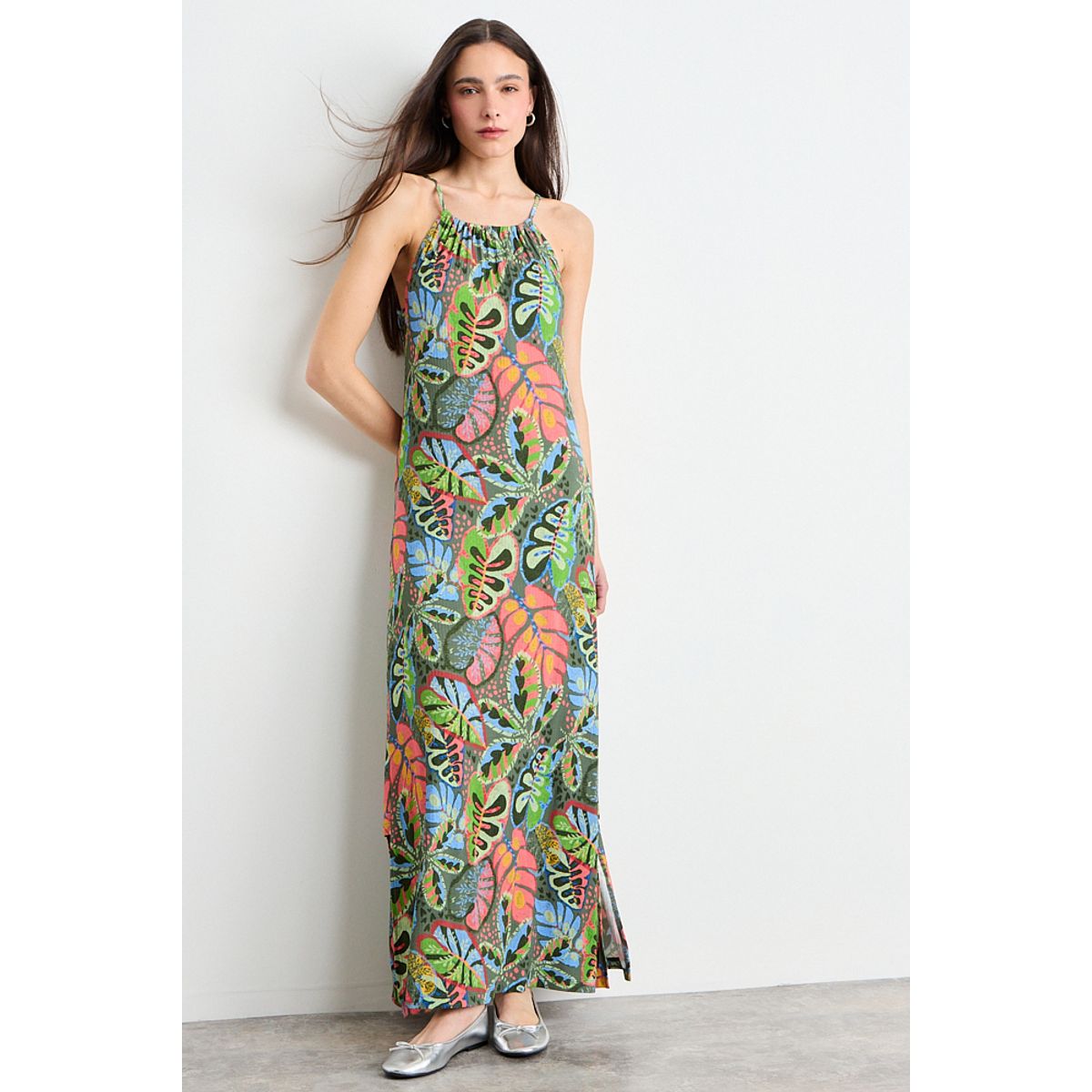 IO - Vestido Largo Mujer Verde Oliva Io