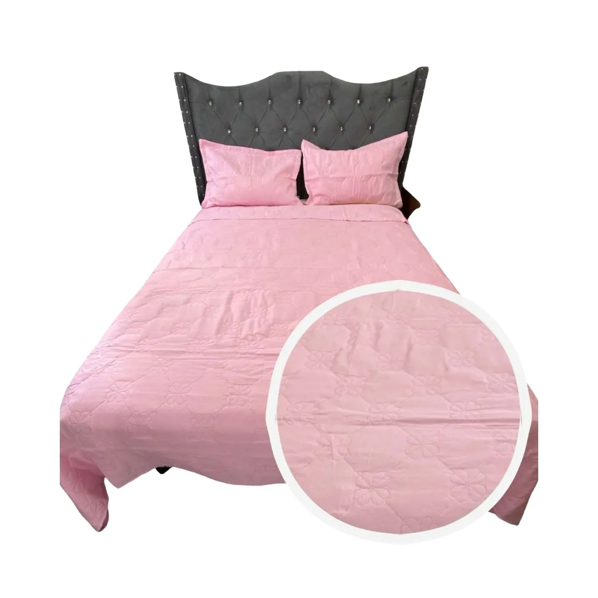GENERICO - CUBRECAMA QUILT DE LUJO VERANO DELGADO 2 PLAZAS ROSA