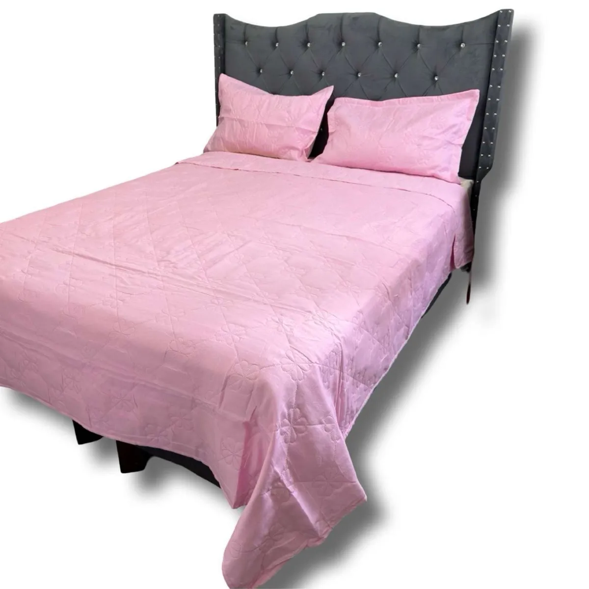 GENERICO - CUBRECAMA QUILT DE LUJO VERANO DELGADO 2 PLAZAS ROSA