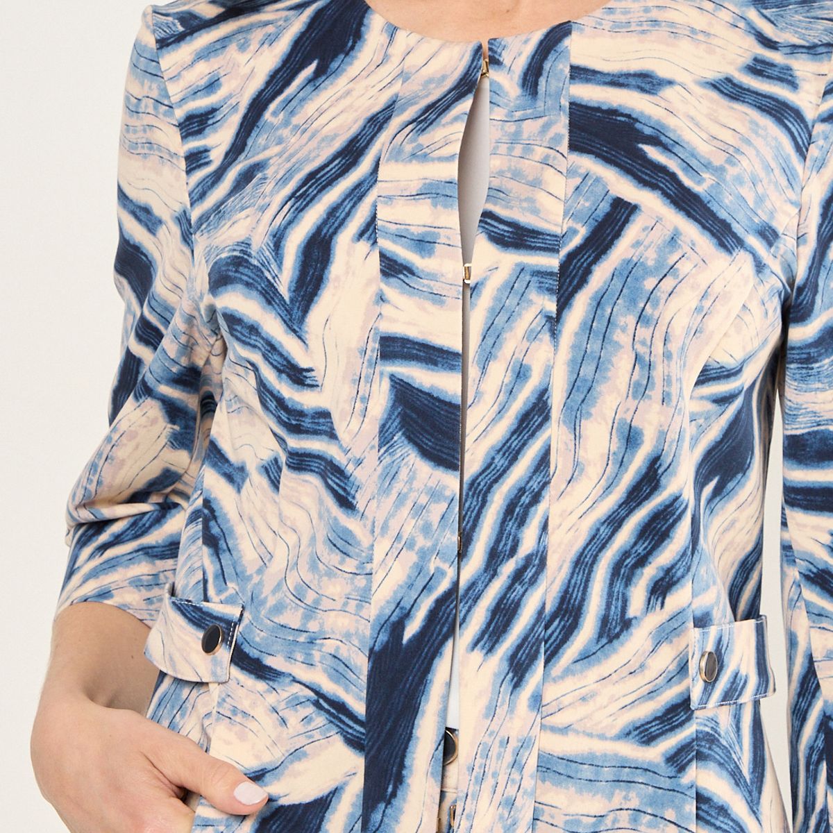 MA GRIFFE - Blazer Estampado Abstracto Mujer Azul Magriffe