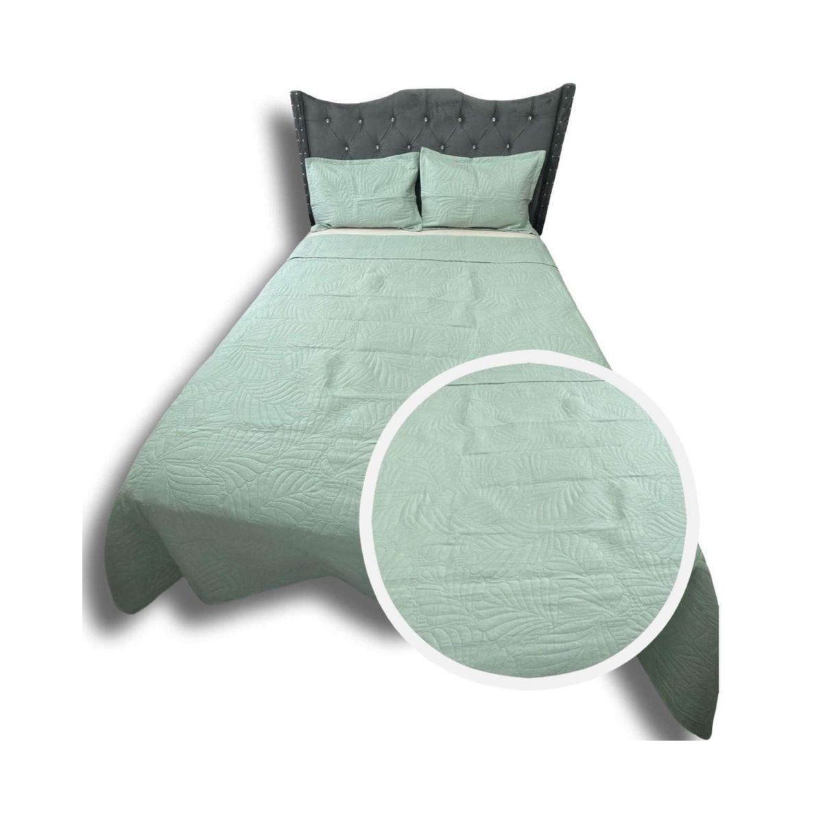GENERICO - CUBRECAMA QUILT DE LUJO VERANO PLAZA Y MEDIA VERDE MENTA