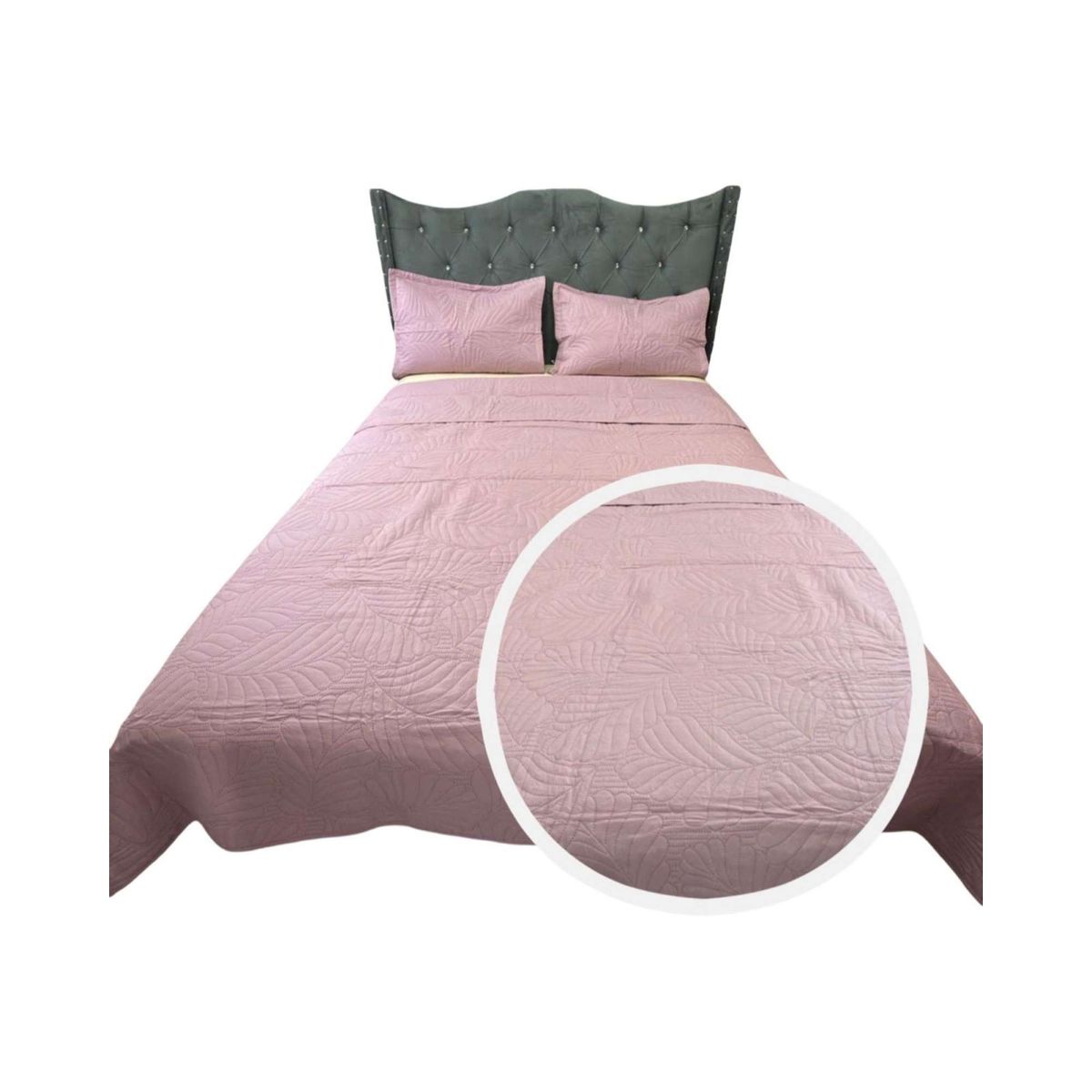 GENERICO - CUBRECAMA QUILT DE LUJO VERANO KING ROSA