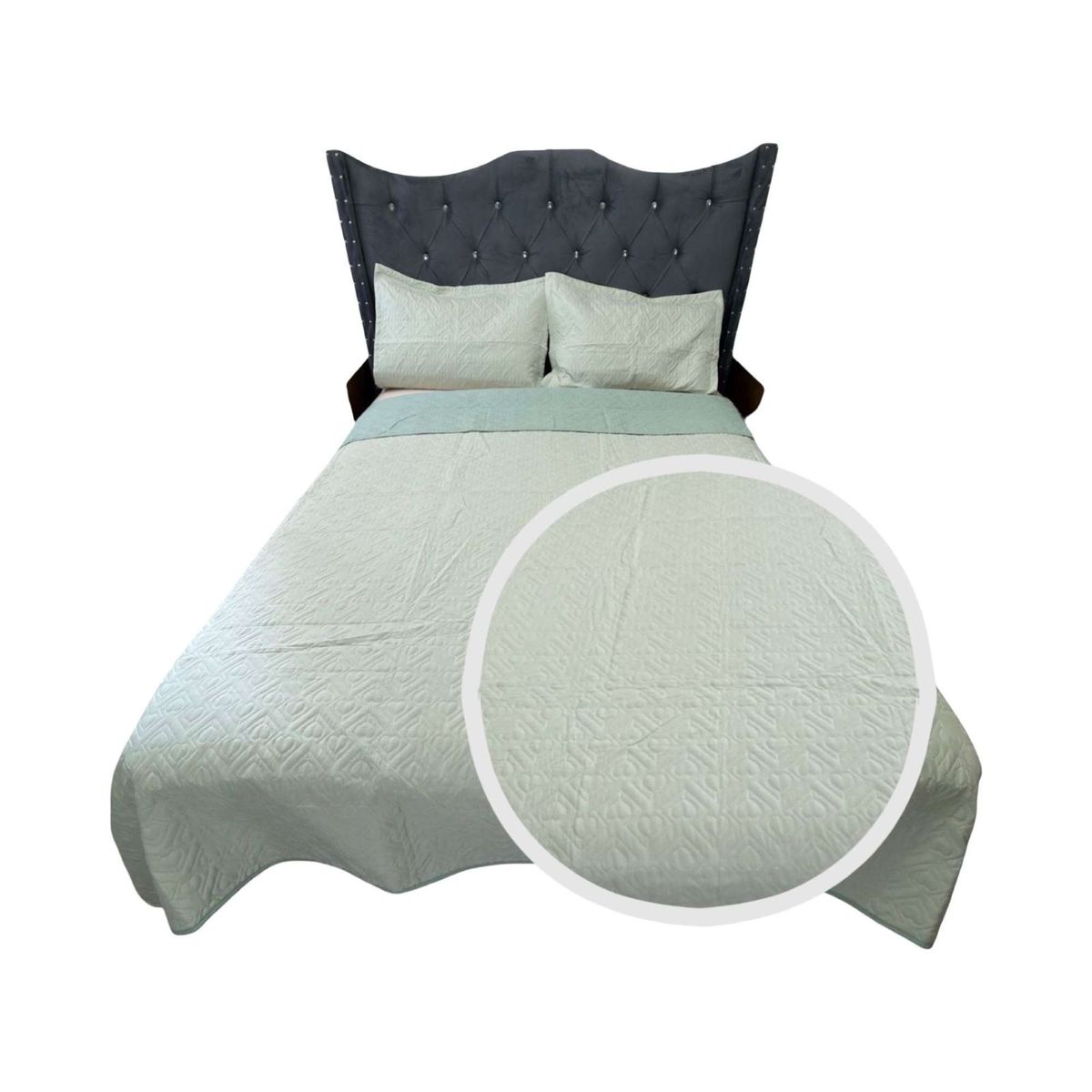 GENERICO - CUBRECAMA QUILT DE LUJO VERANO DELGADO KING VERDE MENTA