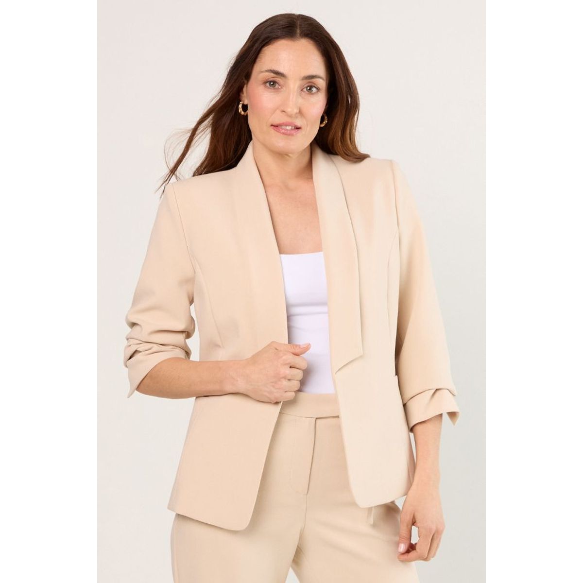 MA GRIFFE - Blazer Liso Mujer Beige Magriffe