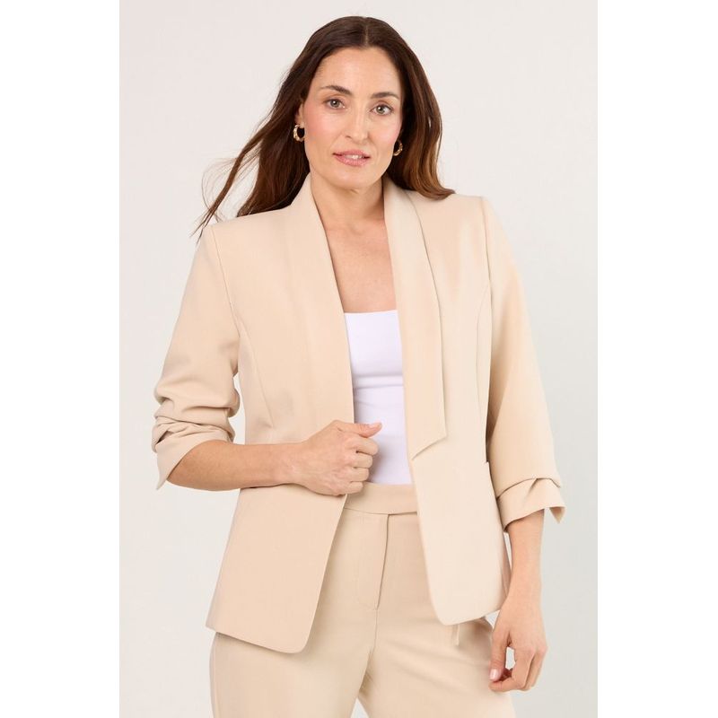 MA GRIFFE - Blazer Liso Mujer Beige Magriffe