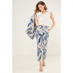 MA GRIFFE - Pantalon Recto Estampado Mujer Azul Magriffe