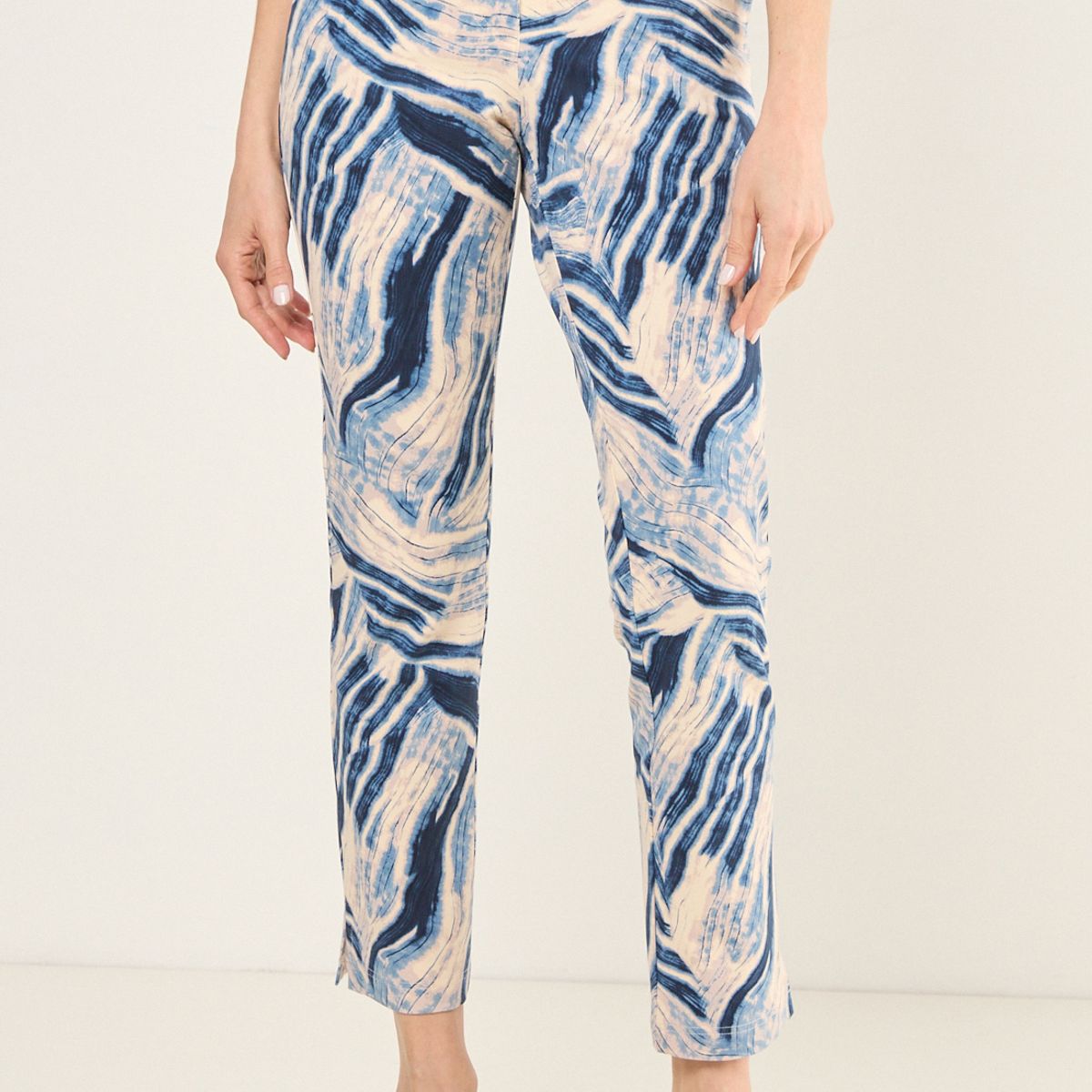 MA GRIFFE - Pantalon Recto Estampado Mujer Azul Magriffe