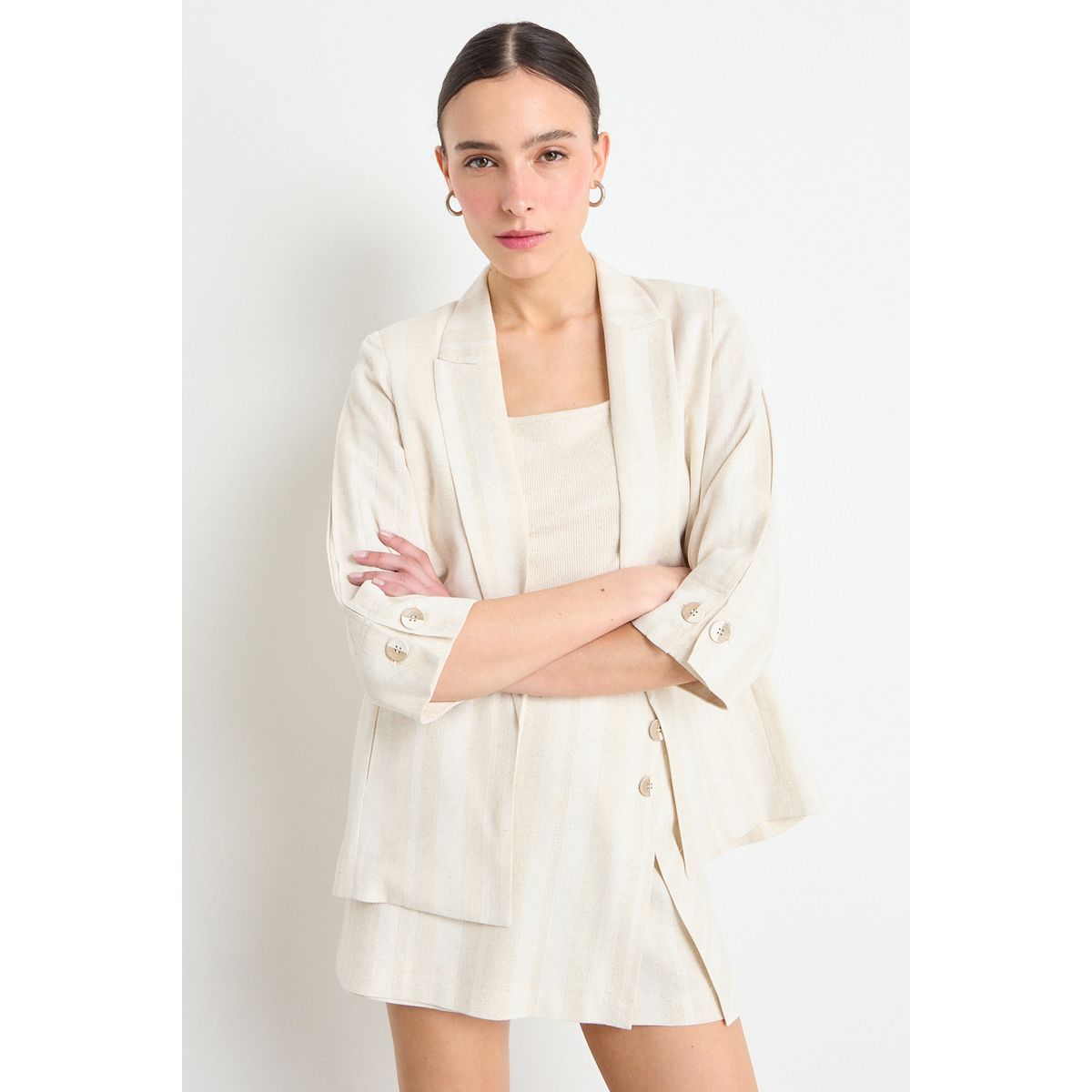 IO - Blazer Fantasia Mujer Beige Io