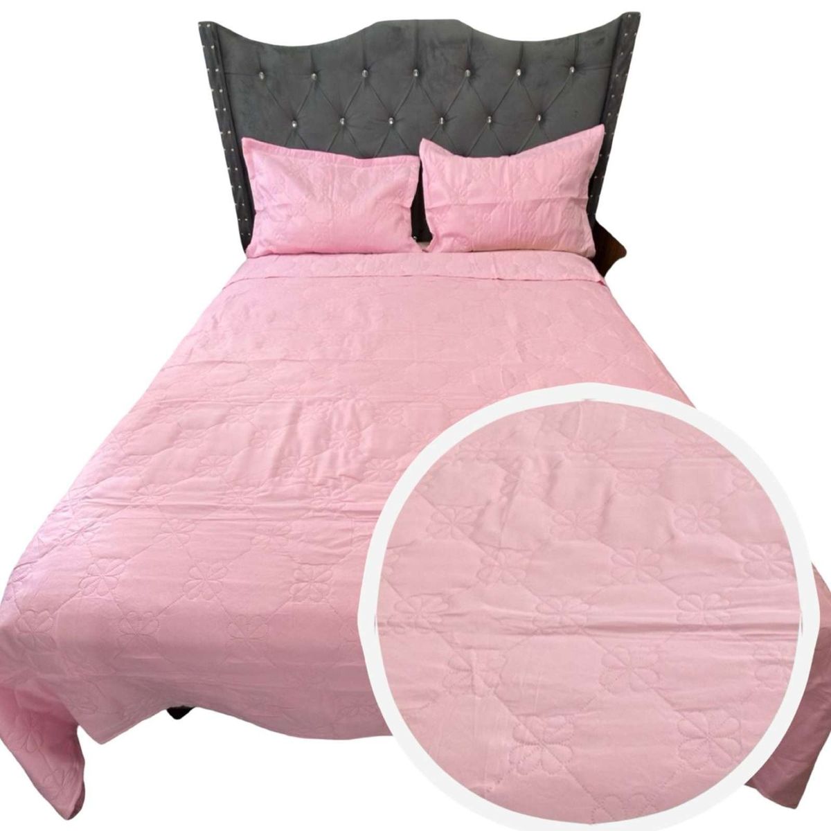 GENERICO - CUBRECAMA QUILT DE LUJO VERANO DELGADO PLAZA Y MEDIA ROSA