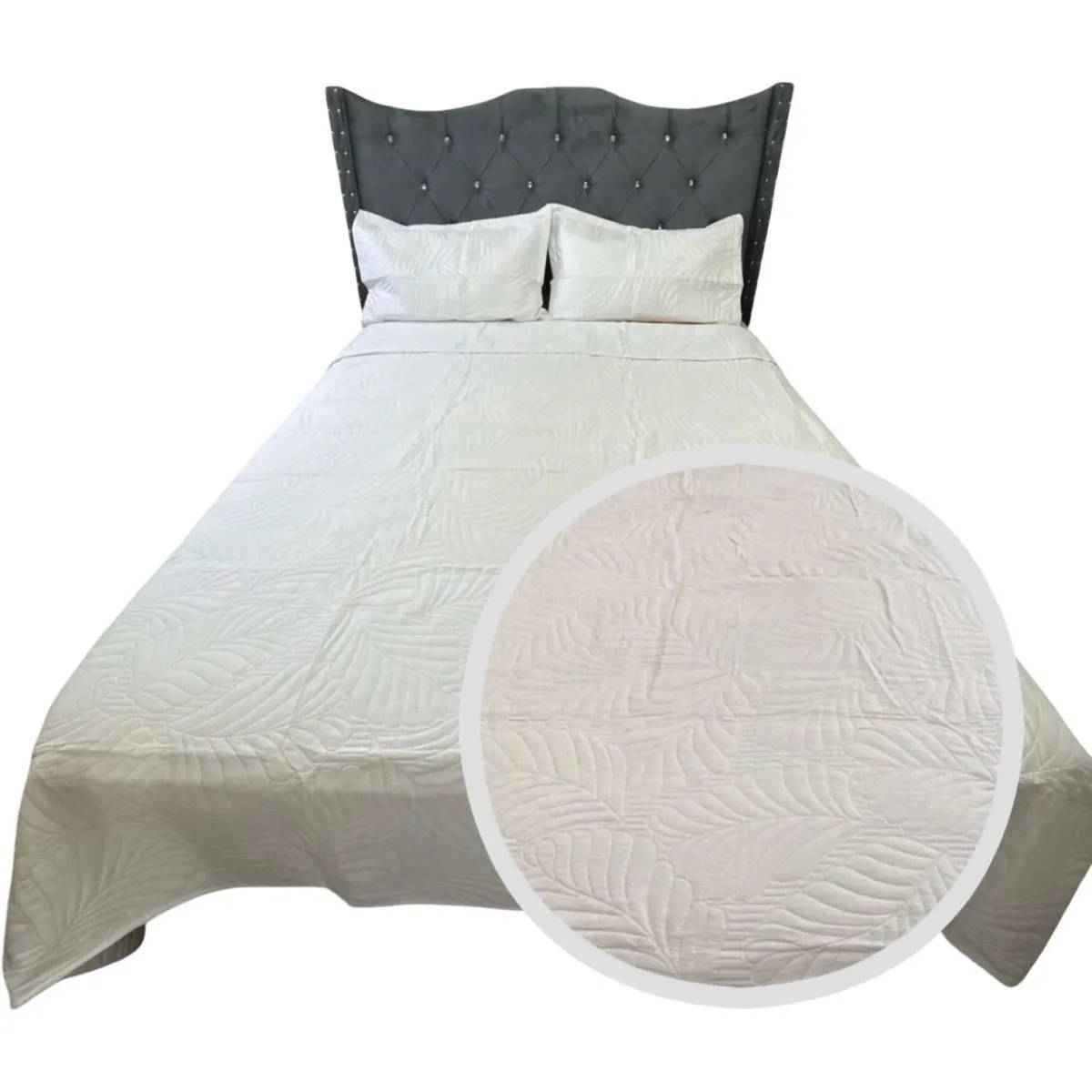 GENERICO - CUBRECAMA QUILT DE LUJO VERANO PLAZA Y MEDIA BLANCO