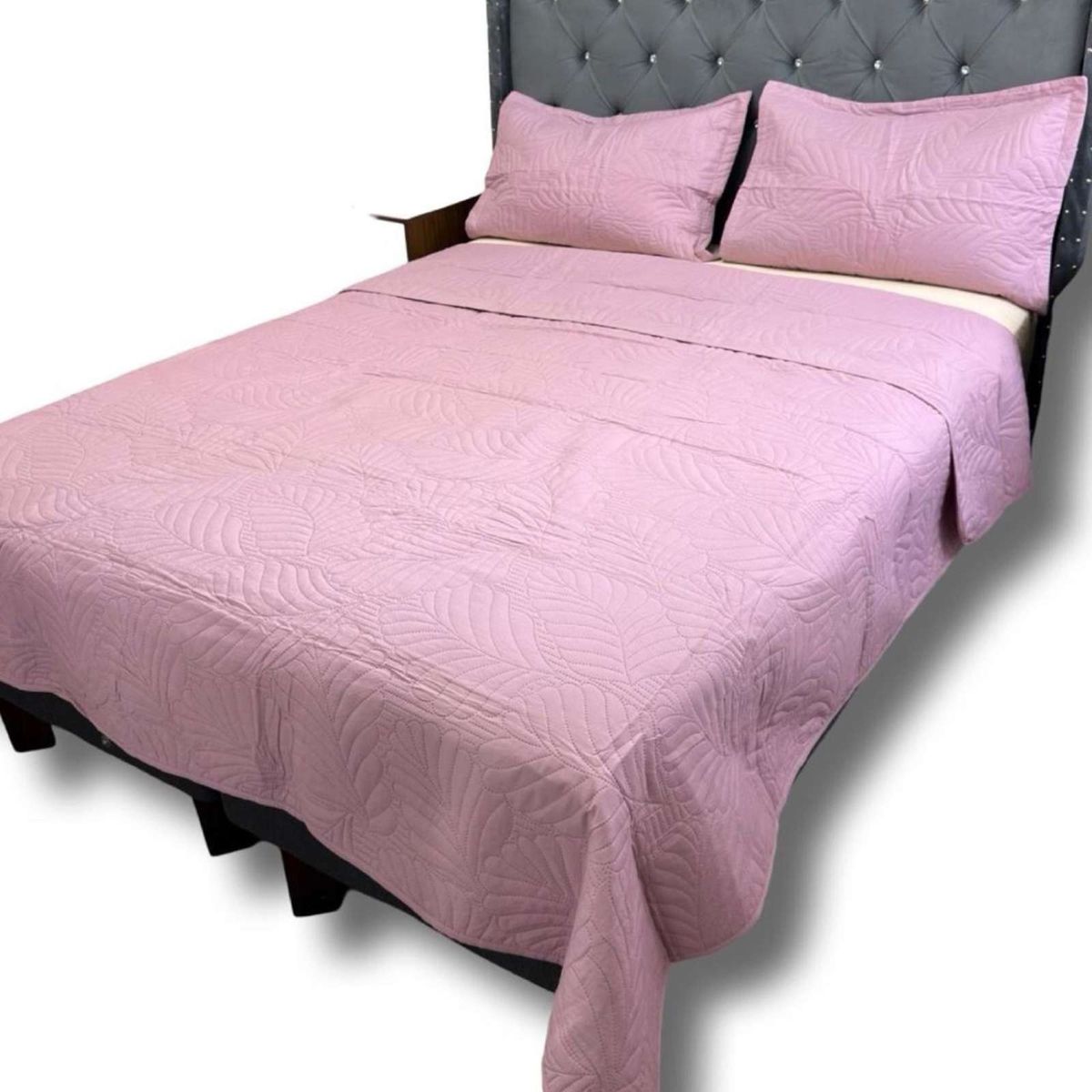 GENERICO - CUBRECAMA QUILT DE LUJO VERANO PLAZA Y MEDIA ROSA