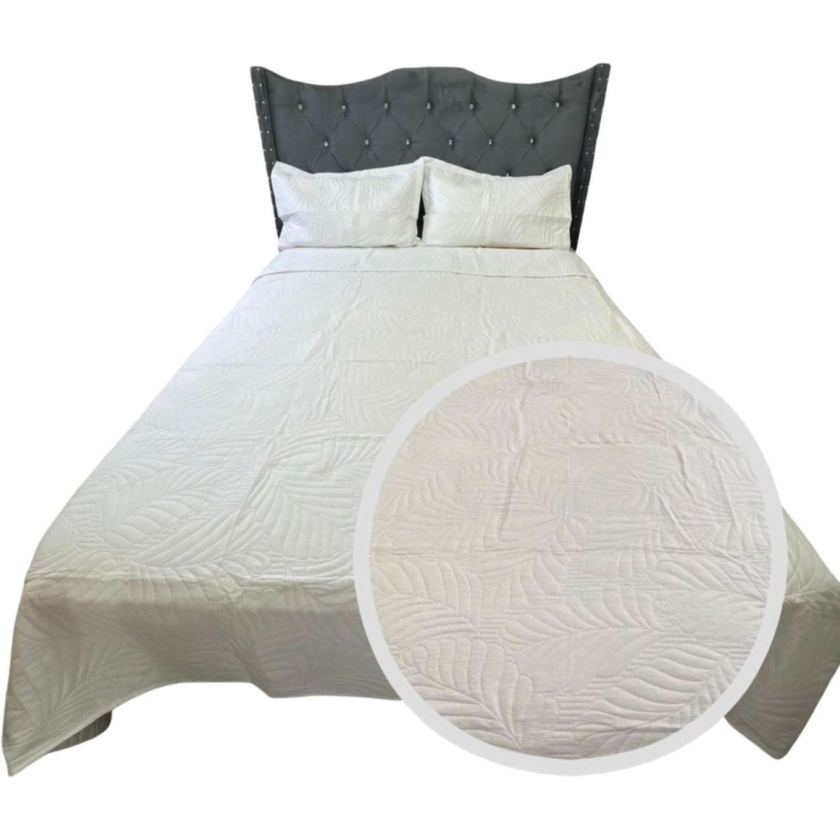 GENERICO - CUBRECAMA QUILT DE LUJO VERANO KING BLANCO
