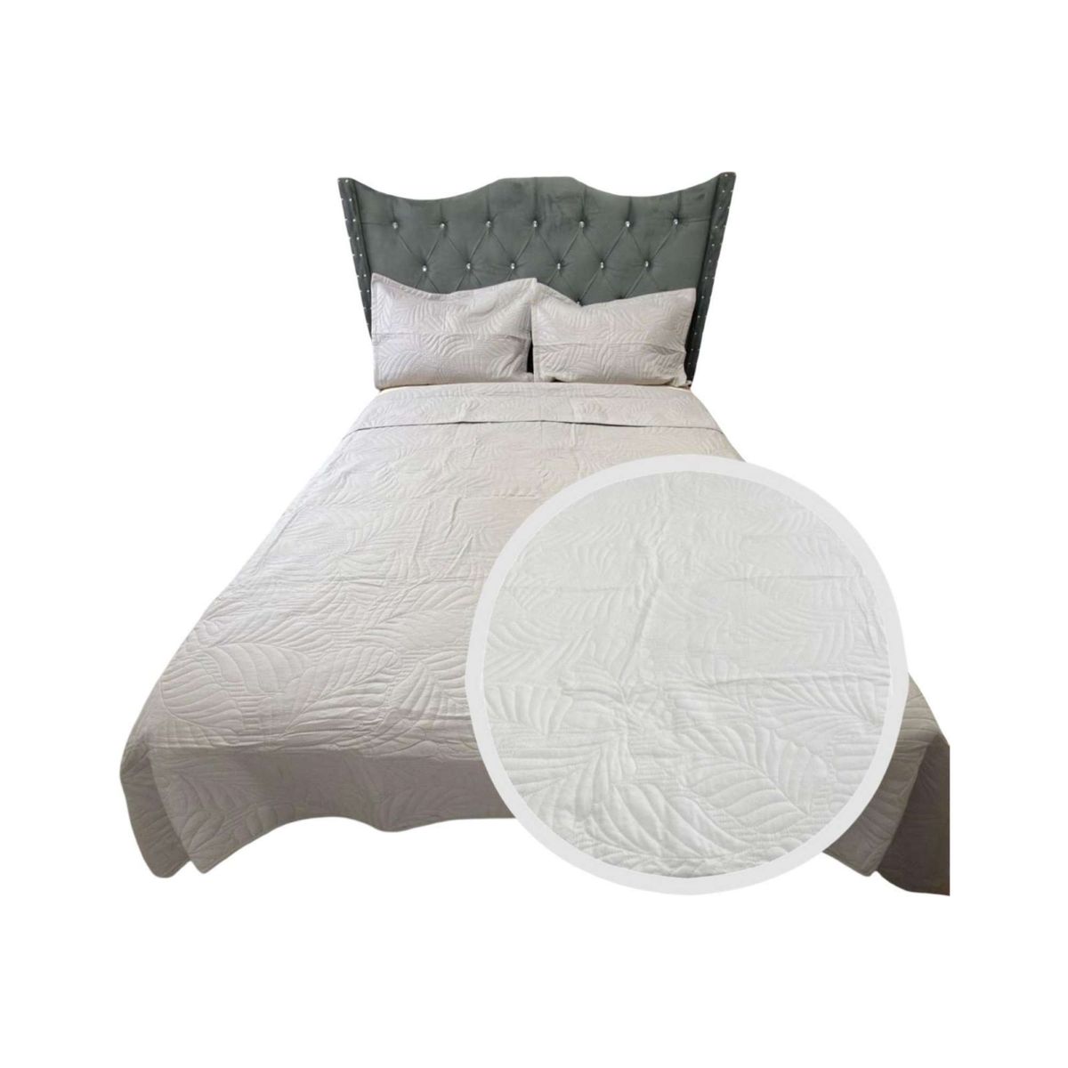 GENERICO - CUBRECAMA QUILT DE LUJO VERANO KING GRIS