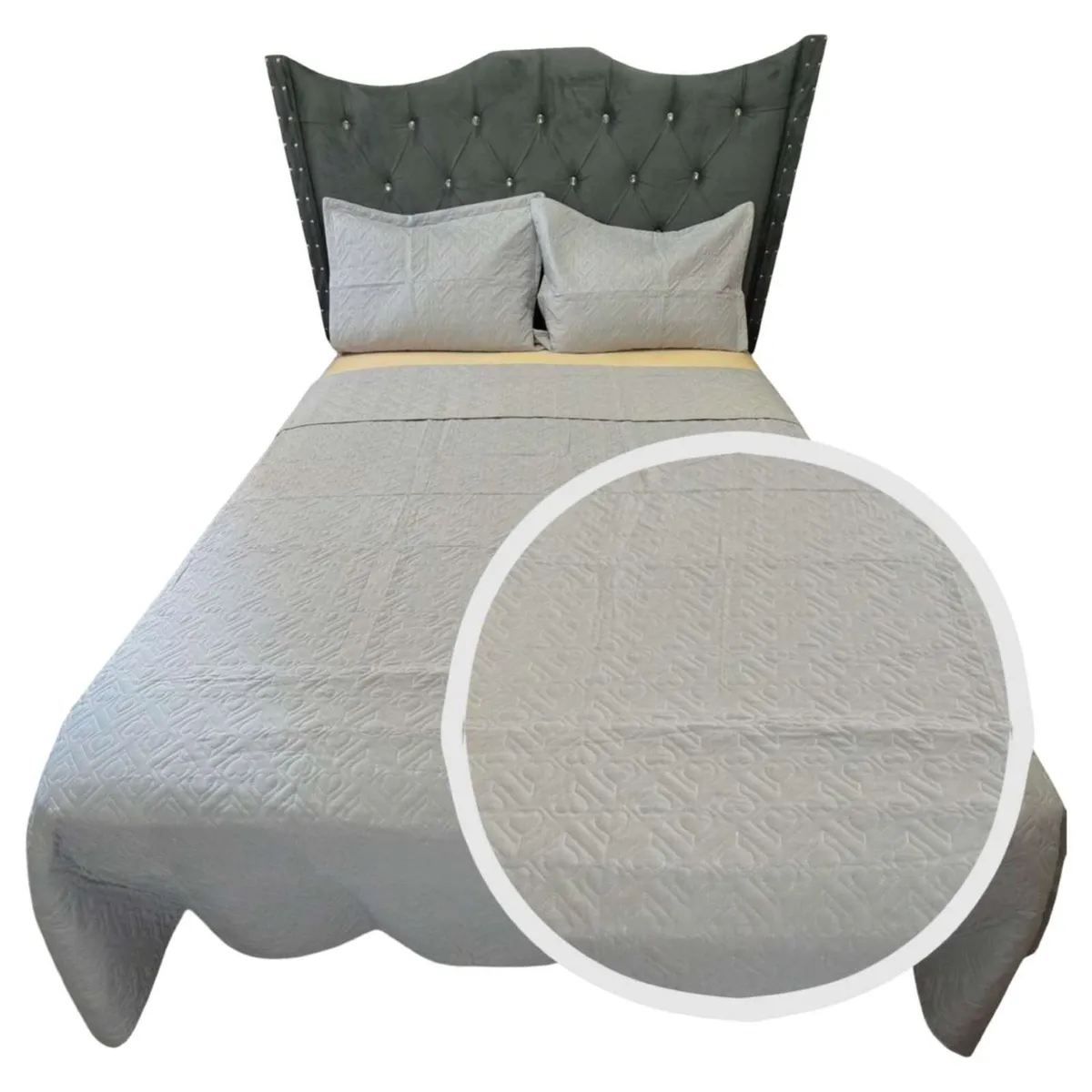 GENERICO - CUBRECAMA QUILT DE LUJO VERANO DELGADO PLAZA Y MEDIA GRIS