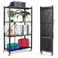 ANGELES DEL HOGAR - Estante Organizador Plegable Metálico Multiuso 4 Niveles…