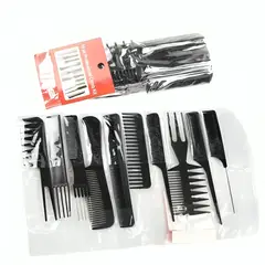 GENERICO - Peine Peluqueria Kit Profesional Barberia Estilista 10 Pzs