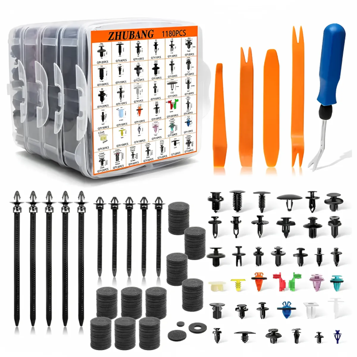 GENERICO - Kit 1295 Clip Broche Retencion Plastico Auto Lata Tapabarro