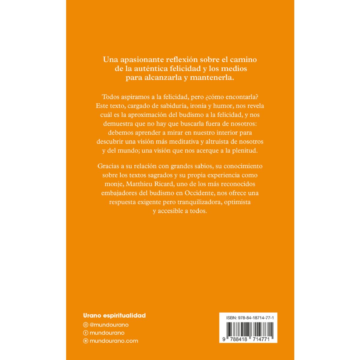 EDICIONES URANO - Libro En Defensa De La Felicidad Ediciones Urano